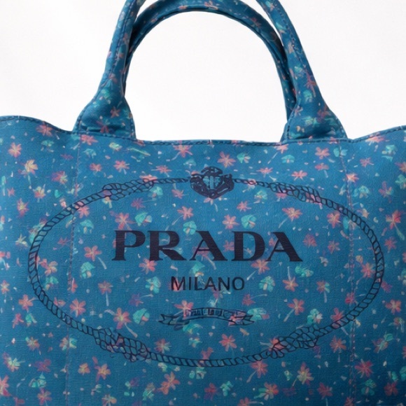 Prada • Canapa 2 Way Canvas Tote Bag in Blue St. Palm, a Limited Edition Print - Picture 15 of 15